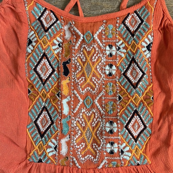 NWT Urban Outfitters Orange Boho Embroidered Tank Top SZ S - Picture 2 of 5